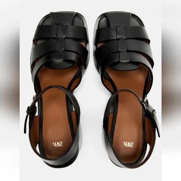 Zara LEATHER FISHERMAN SANDALS - Picture 8 of 9